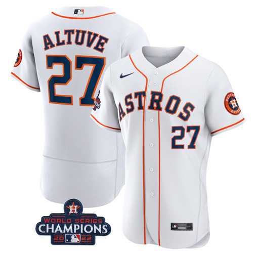 Men%27s Houston Astros #27 Jose Altuve White 2022 World Series Champions Flex Base Stitched Baseball Jersey->houston astros->MLB Jersey